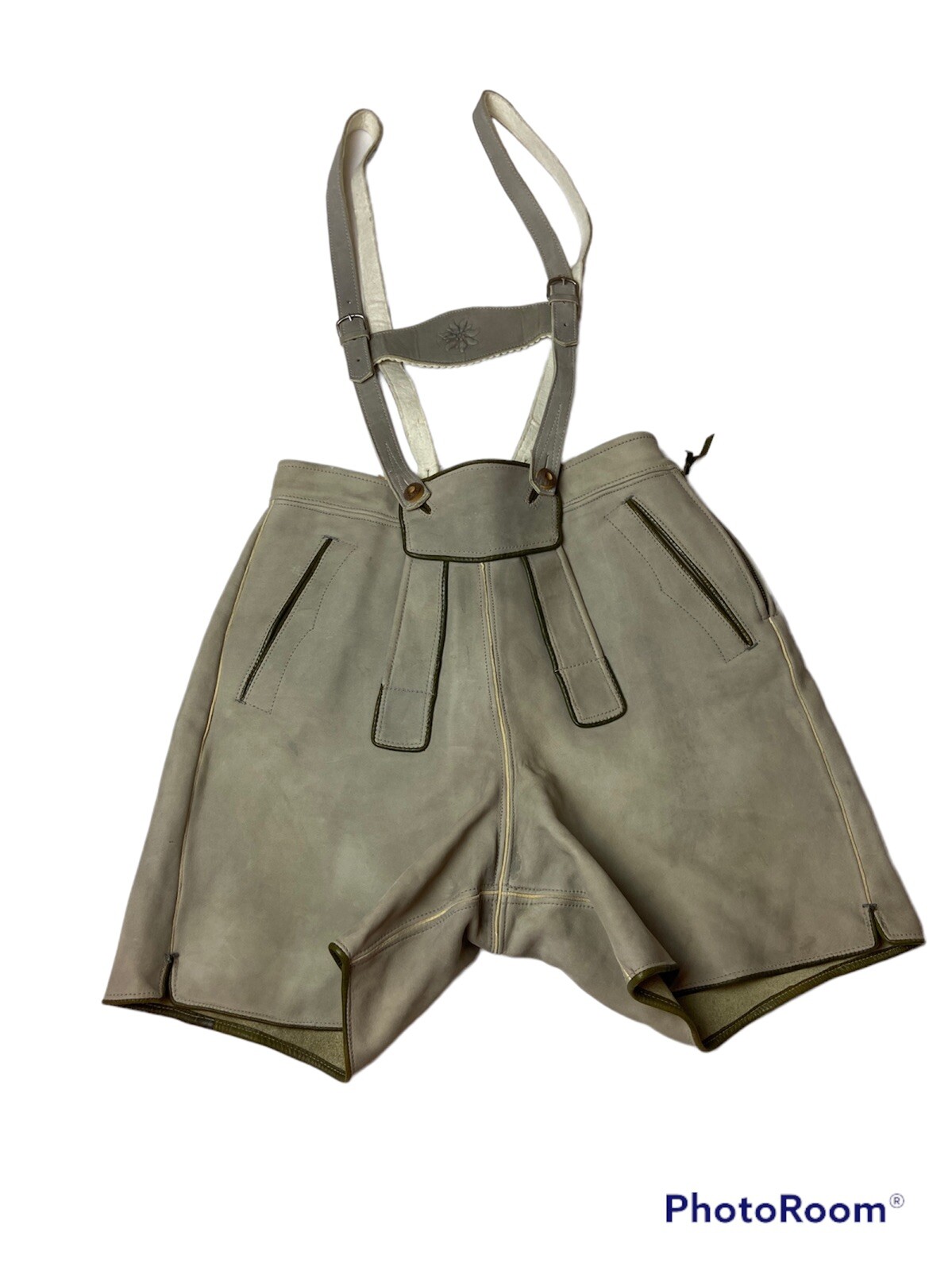 Vtg Lederhosen Shorts Suspenders Oktoberfest Leather German Bavaria Beer Size S