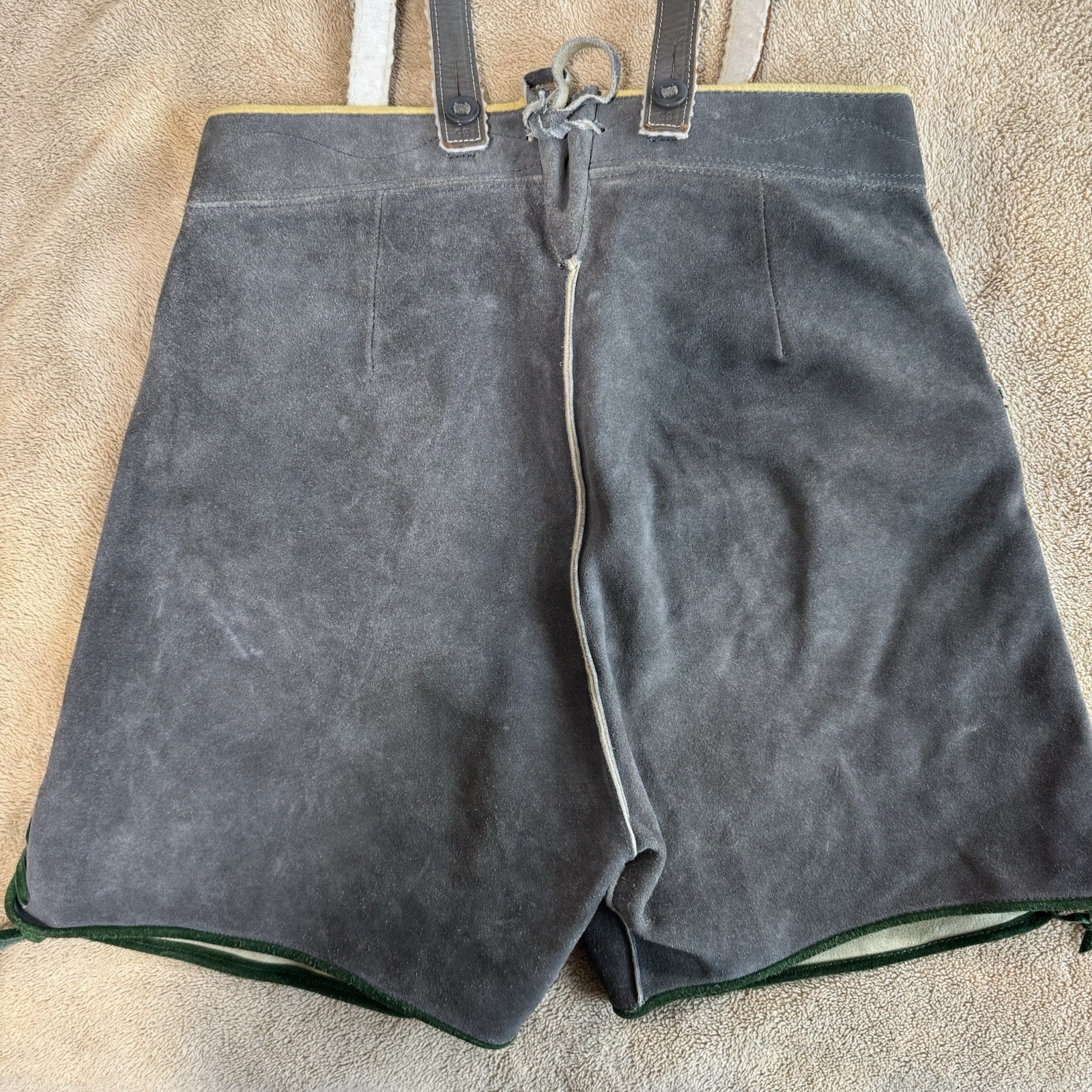 Vintage Lederhosen Suede Leather German Bavarian Genuine Youth Measure In Pics