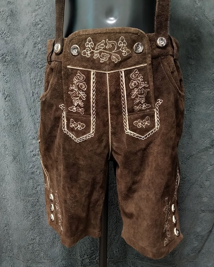 Bavarian Oktoberfest Lederhosen Shorts Antique Brown Tracht
