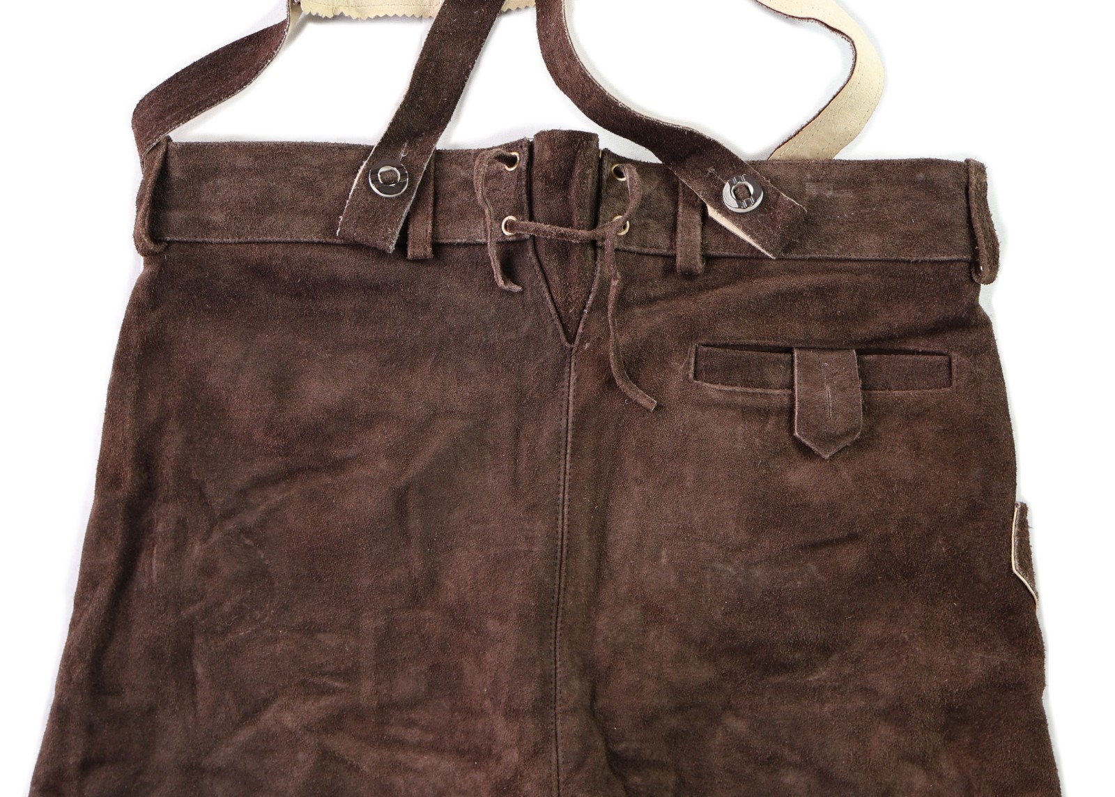 Men’s 50 US 38 Brown Suede Leather Lederhosen Bavarian Embroidered Shorts Pants