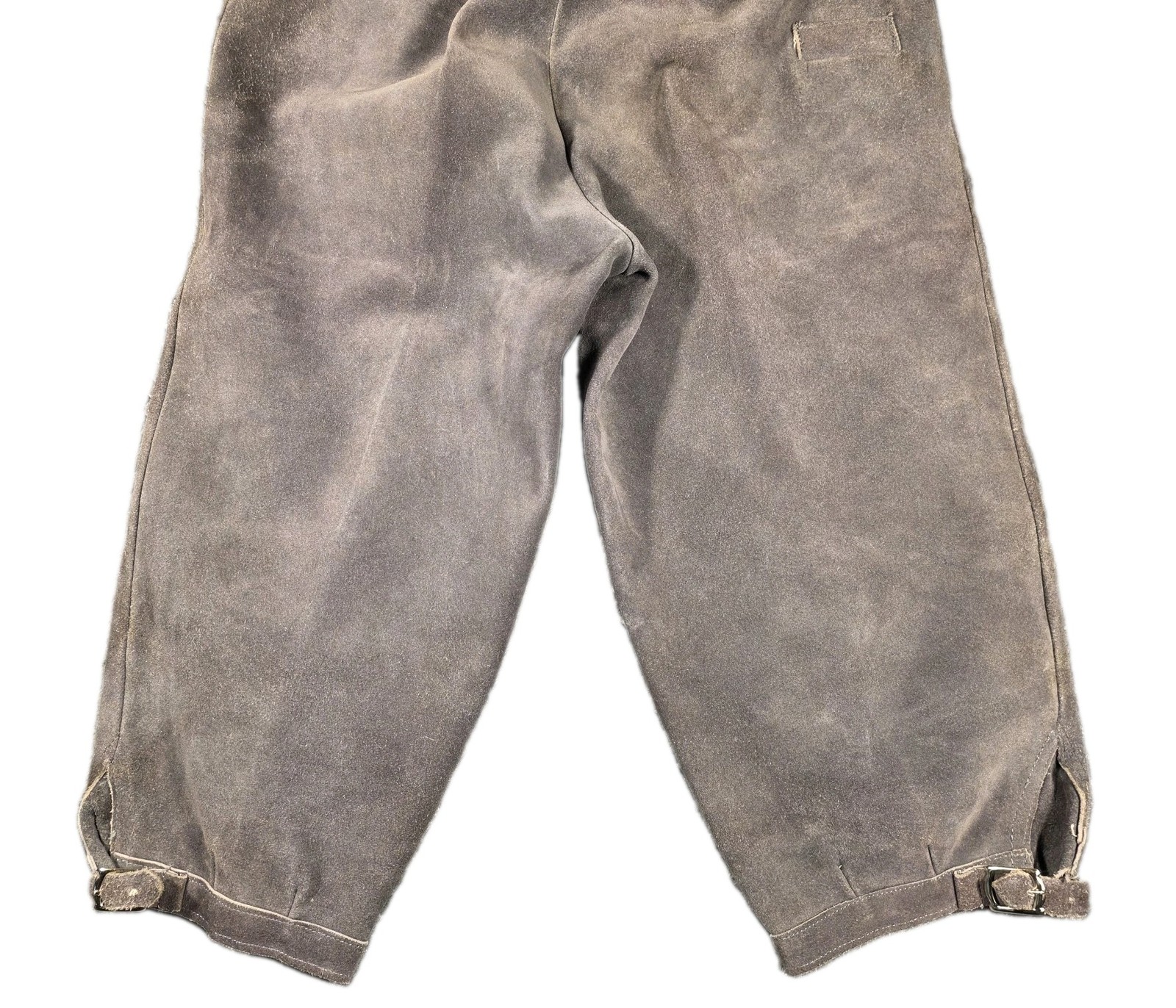Vintage West Germany Suede Lederhosen Mens M (35) Gray Kniebundhosen Oktoberfest