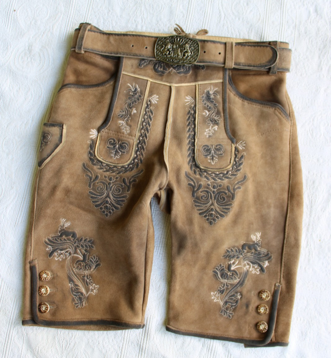 Edelnice Trachten Bavarian october fest traditional short Leather Lederhosen 46