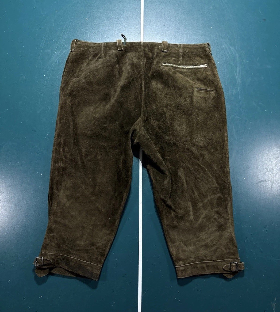 Vtg 40s German Lederhosen Knickerbockers Suede Leather Kniebund Shorts Size 38