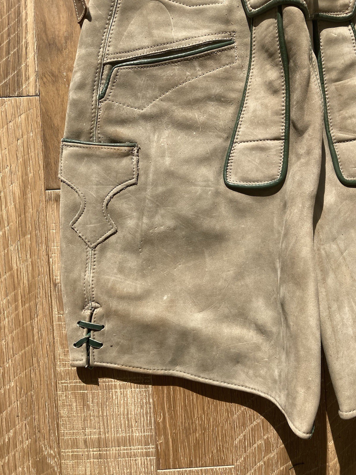 Authentic German Bavarian Leather Lederhosen w/ Suspenders Oktoberfest Sz 46