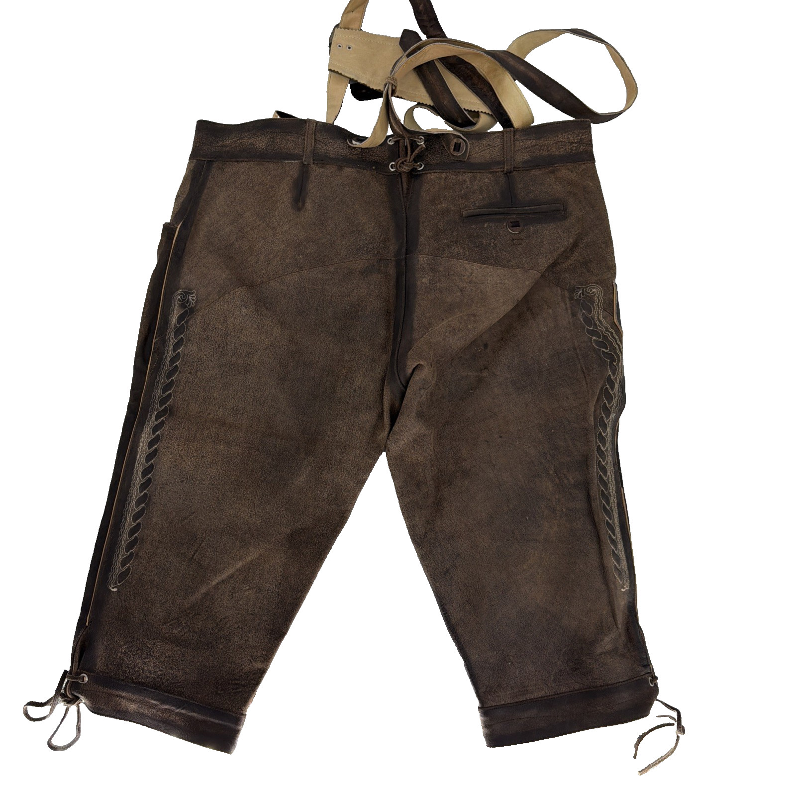 Mens Genuine Leather Lederhosen Suspenders German Oktoberfest Bavarian Size 60