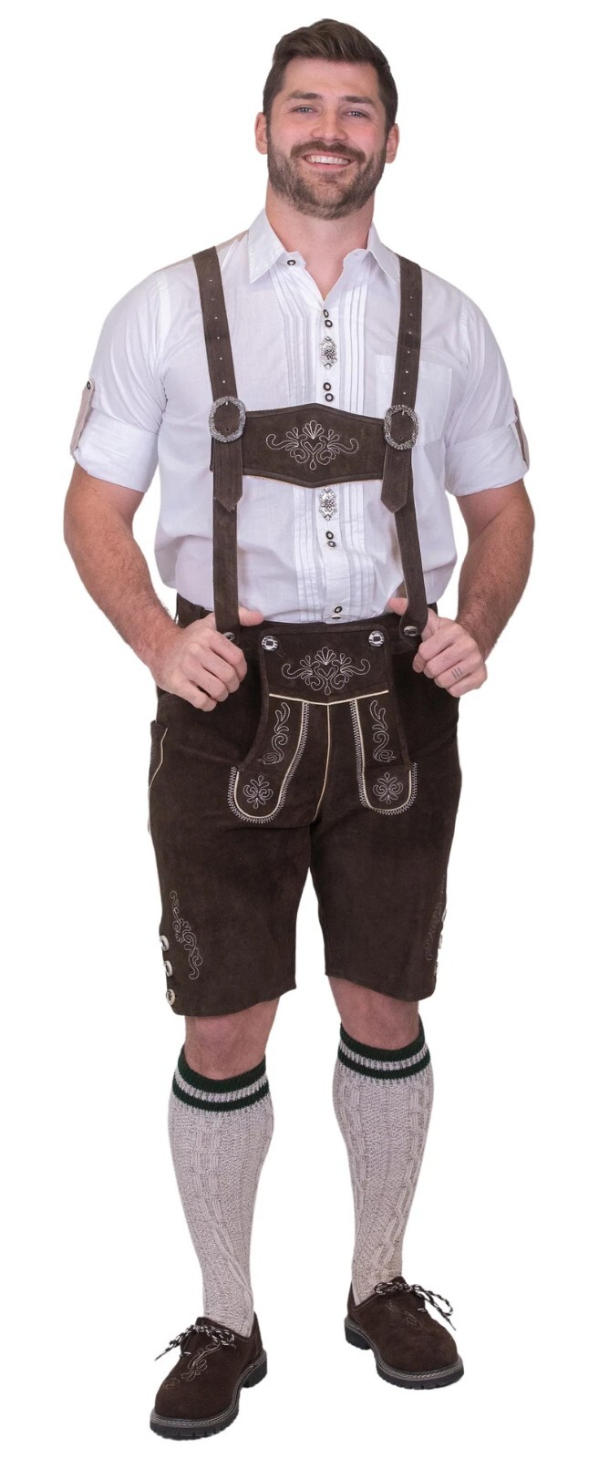 Men’s Bavarian Tratchen Lederhosen Pant German Oktoberfest Suede Leather Pants