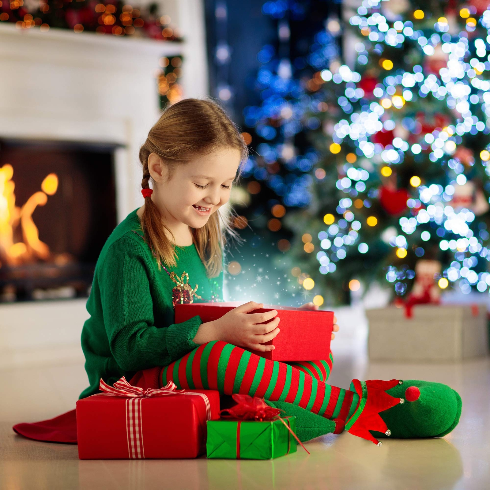 Red Green Elf Shoes – Red and Green Velvet Holiday Elf Feet Slippers with Jin…