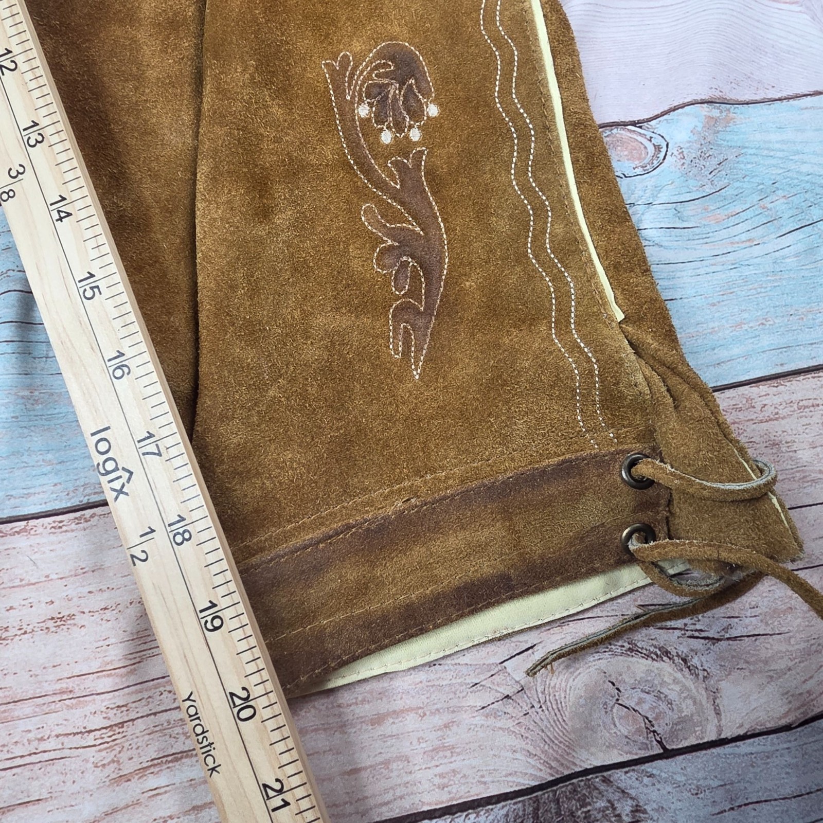 Vintage German Lederhosen With Embroidered Detailing & Suspenders