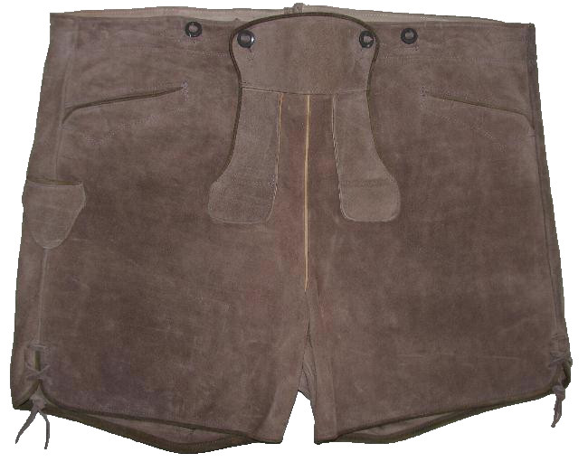 Huge: Short Men’s Traditional Lederhosen / Trachtenhose In Gray Approx. Size 58