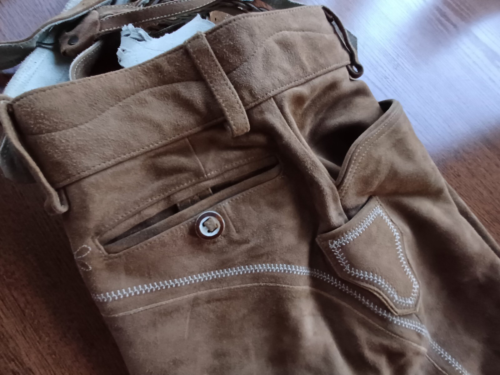 Stunning Oktoberfest Suede Wildbock Deer Leather Trachten Lederhosen Shorts W 34