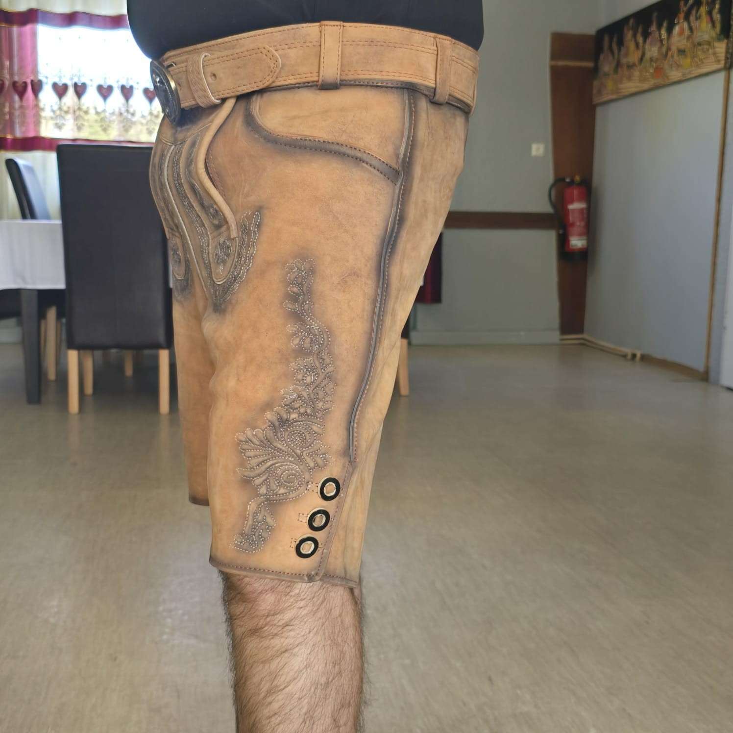 Men’s Deer Lederhosen Traditional Lederhosen Antique Brown Oktoberfest Pants Size 46-58