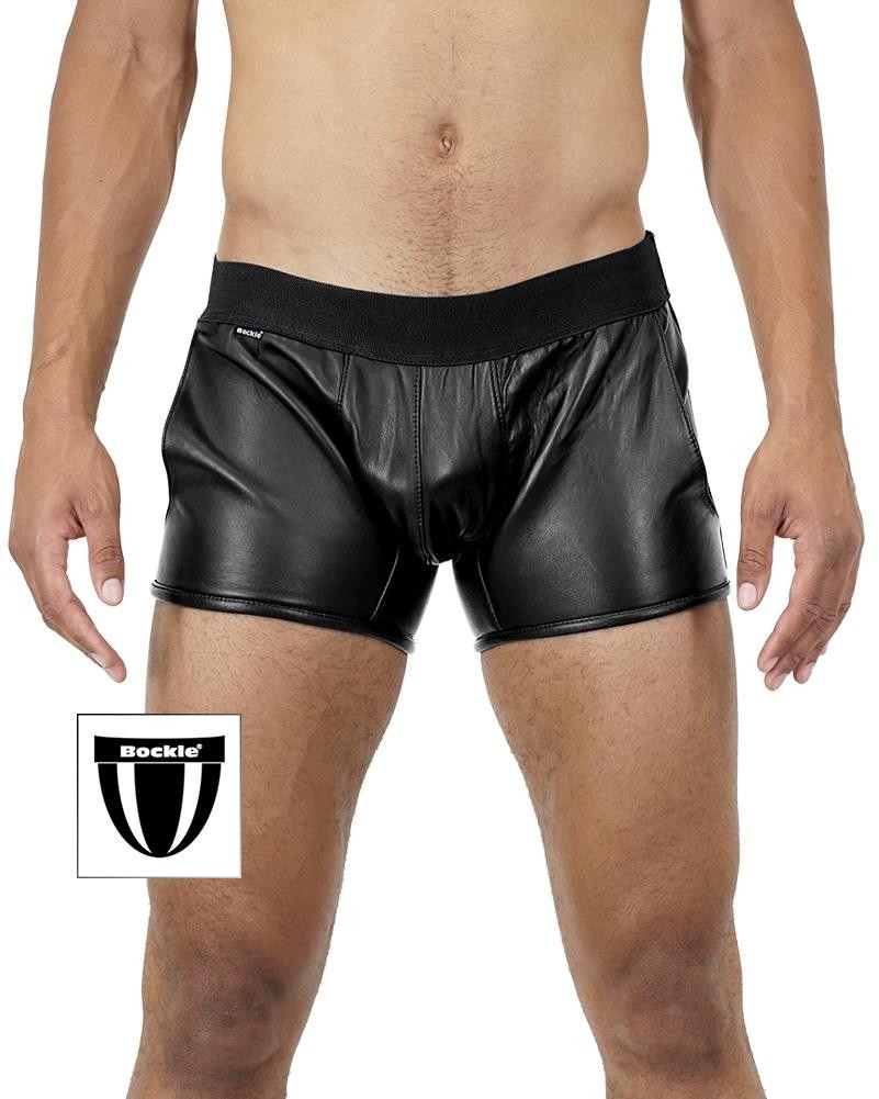 Bockle ® new boxer lamb leather shorts sexy men’s short leather pants gay pants Bockle