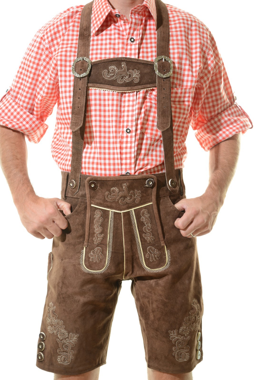 NEW Bavarian Oktoberfest Lederhosen Shorts Antique Brown Tracht #MUNICH