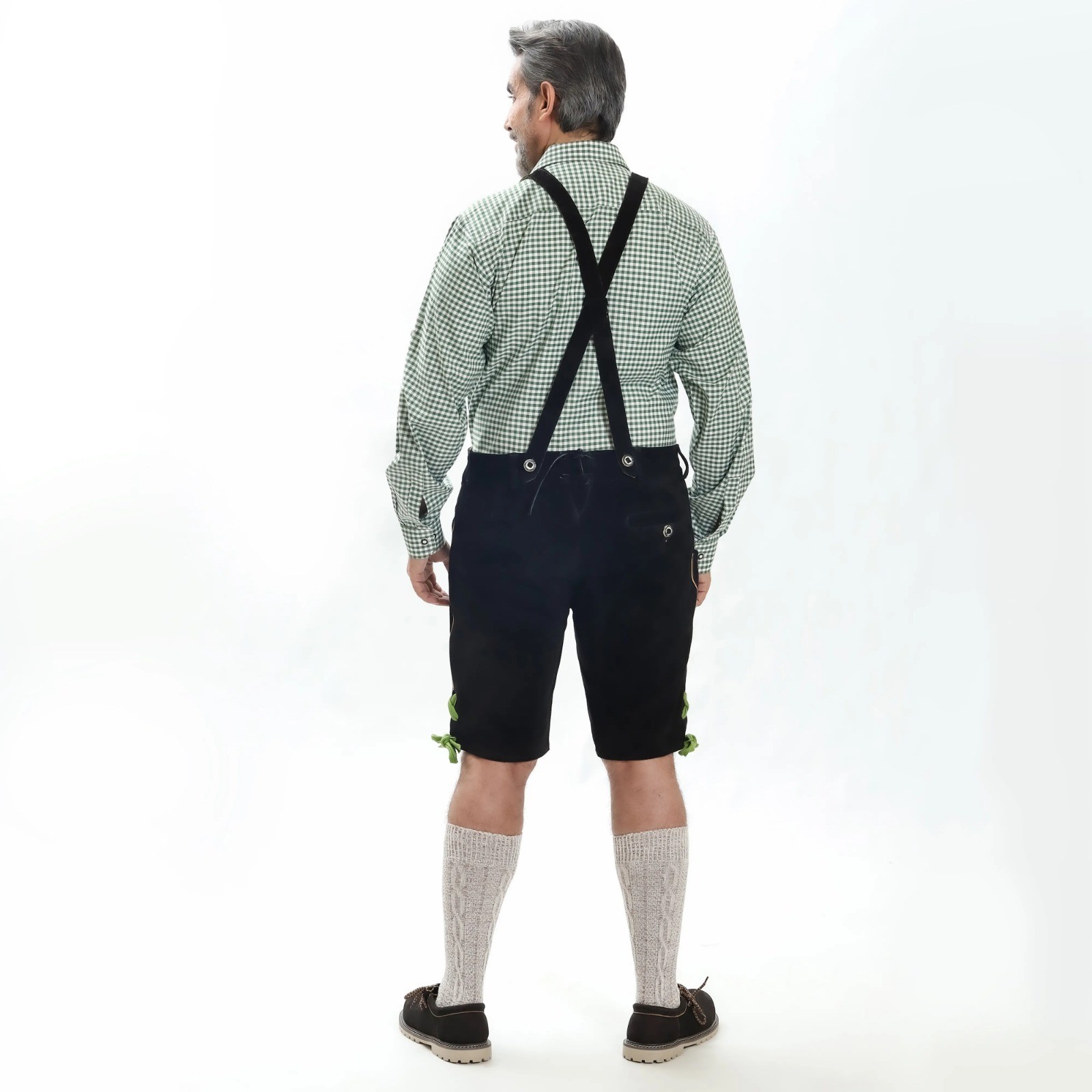 Black Lederhosen with Suspenders – Authentic Bavarian Lederhosen – Suede Leather