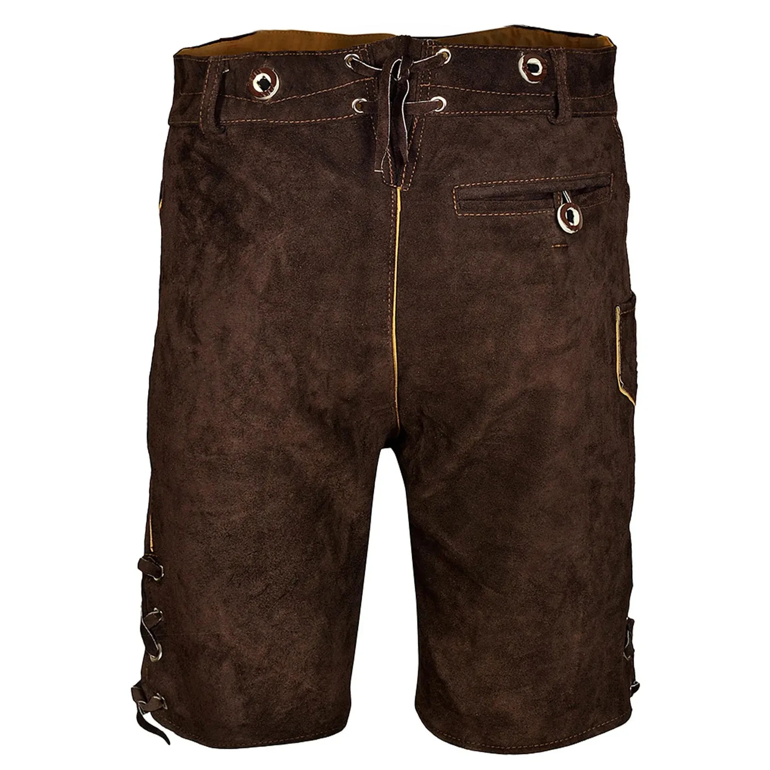Men’s German Lederhosen Oktoberfest Outfit Brown Suede Embroidered Shorts