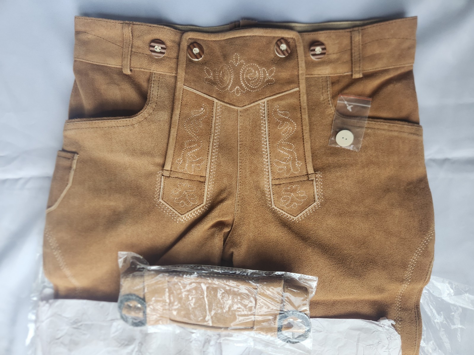 Bavarian Oktoberfest Lederhosen Lamb Leather German mens embroidery suspender