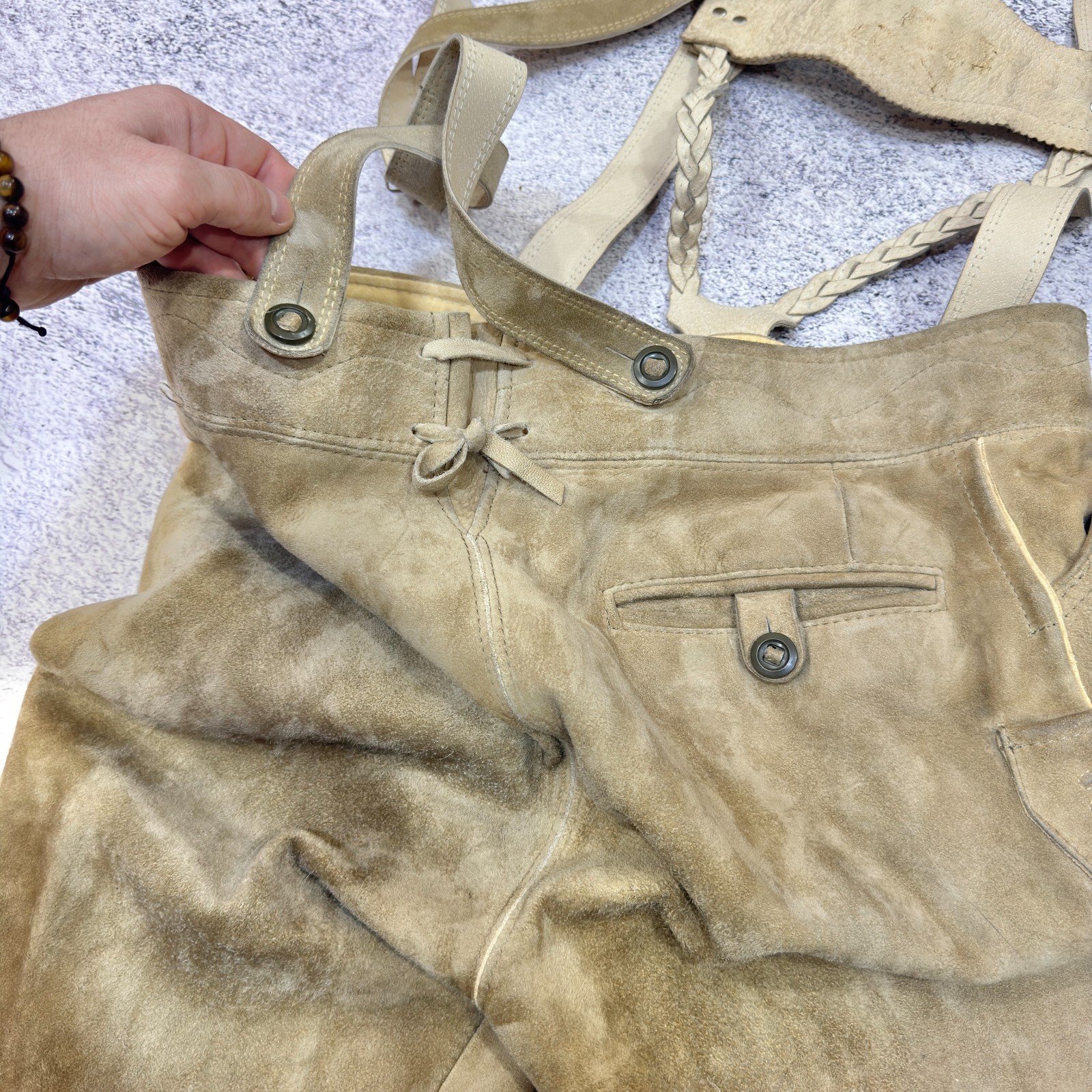 Authentic Vintage Lederhosen Traditional Bavarian Leather Pants 48 (32)