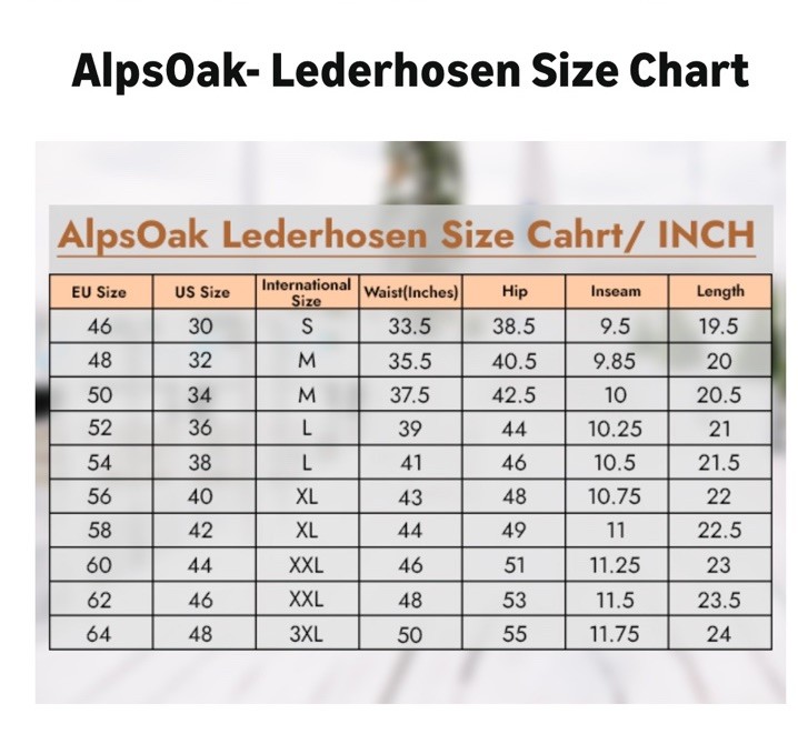 Alps Oak Trachten Wear Alpine Bavaria Suede Leather Lederhosen Oktoberfest Size
