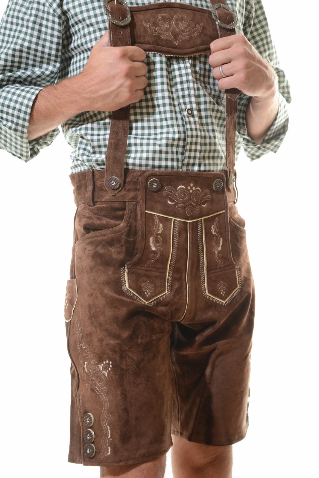 NEW Bavarian Oktoberfest Lederhosen Shorts Antique Brown Tracht #GEORG