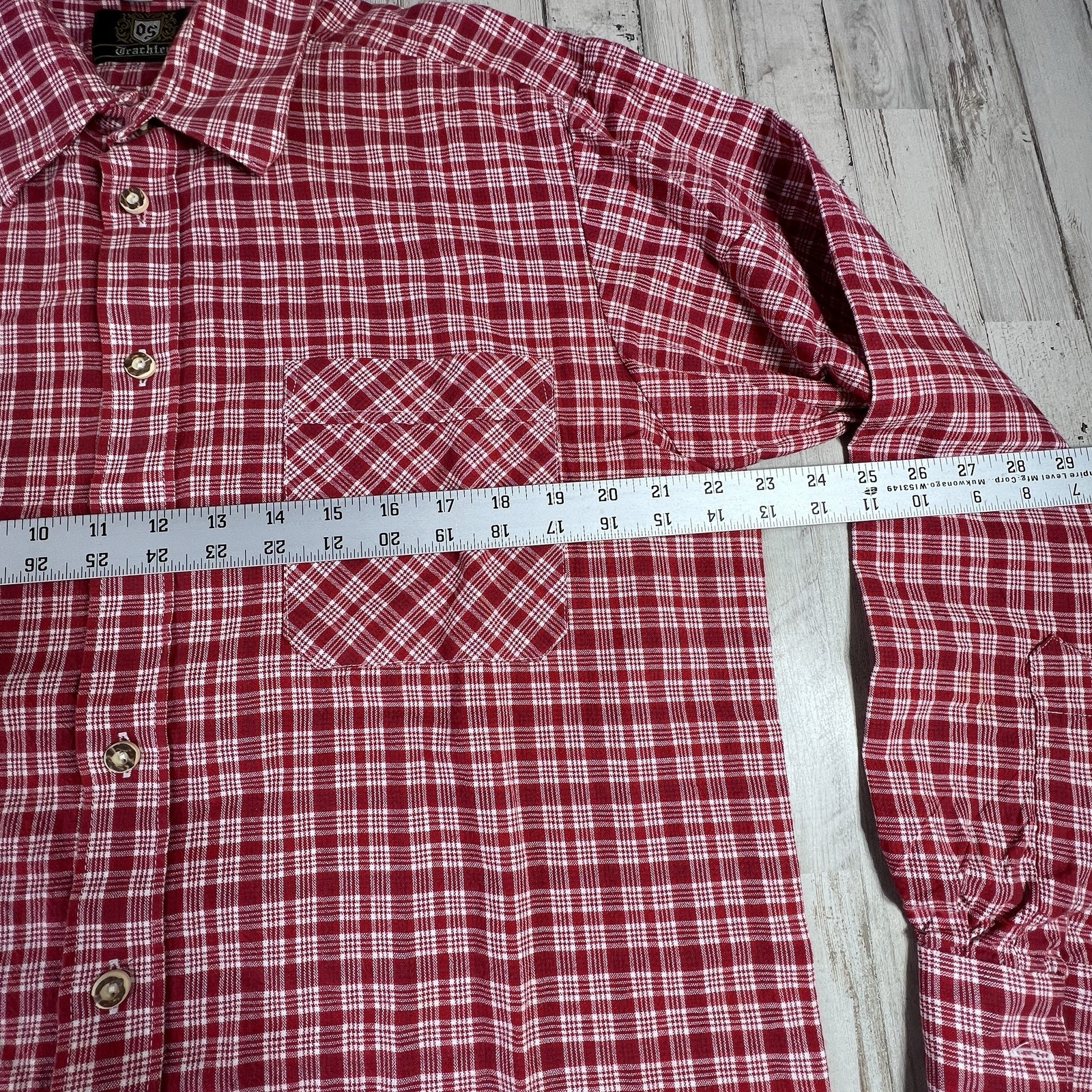 Drachten German Style Men’s Shirt Plaid RED. Sz L OKTOBERFEST,Germany Lederhosen