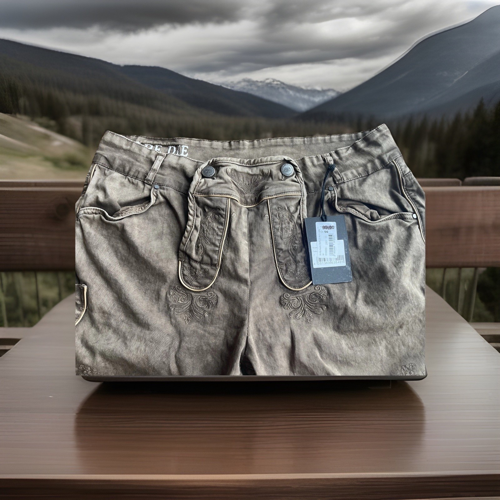 HangOwear MENS Lederhozen-style shorts in brown dyed cotton EU 56