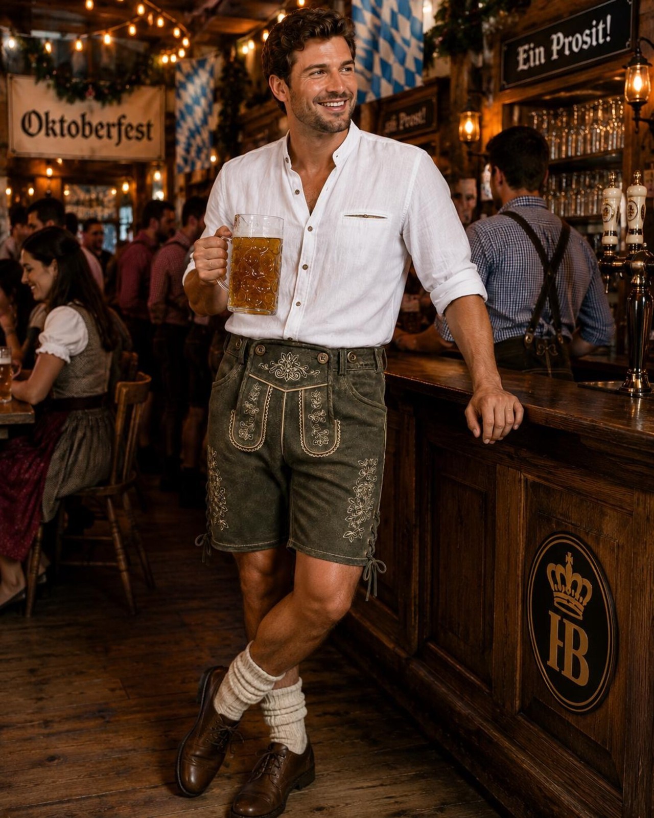 Men’s Leather Lederhosen Shorts Handmade Bavarian Oktoberfest Shorts Traditional