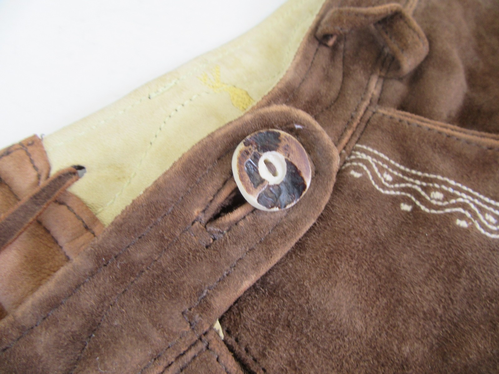 Half Length Almsach Lederhosen Suede Embroidered Size 42 Oktoberfest Costume