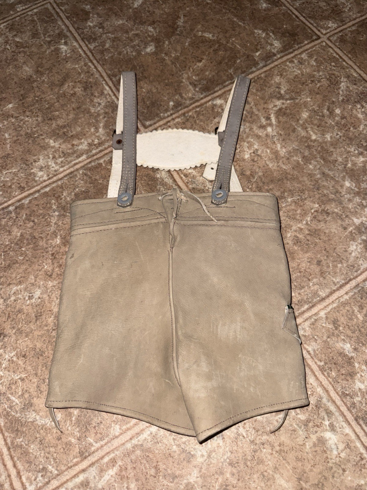 Vintage German Leather Lederhosen Toddler Sz 0 Child Adjustable Straps Handmade
