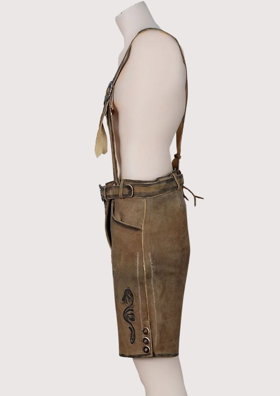 NEW Bavarian Oktoberfest Lederhosen Shorts Antique Brown Tracht #OKTOBERFEST