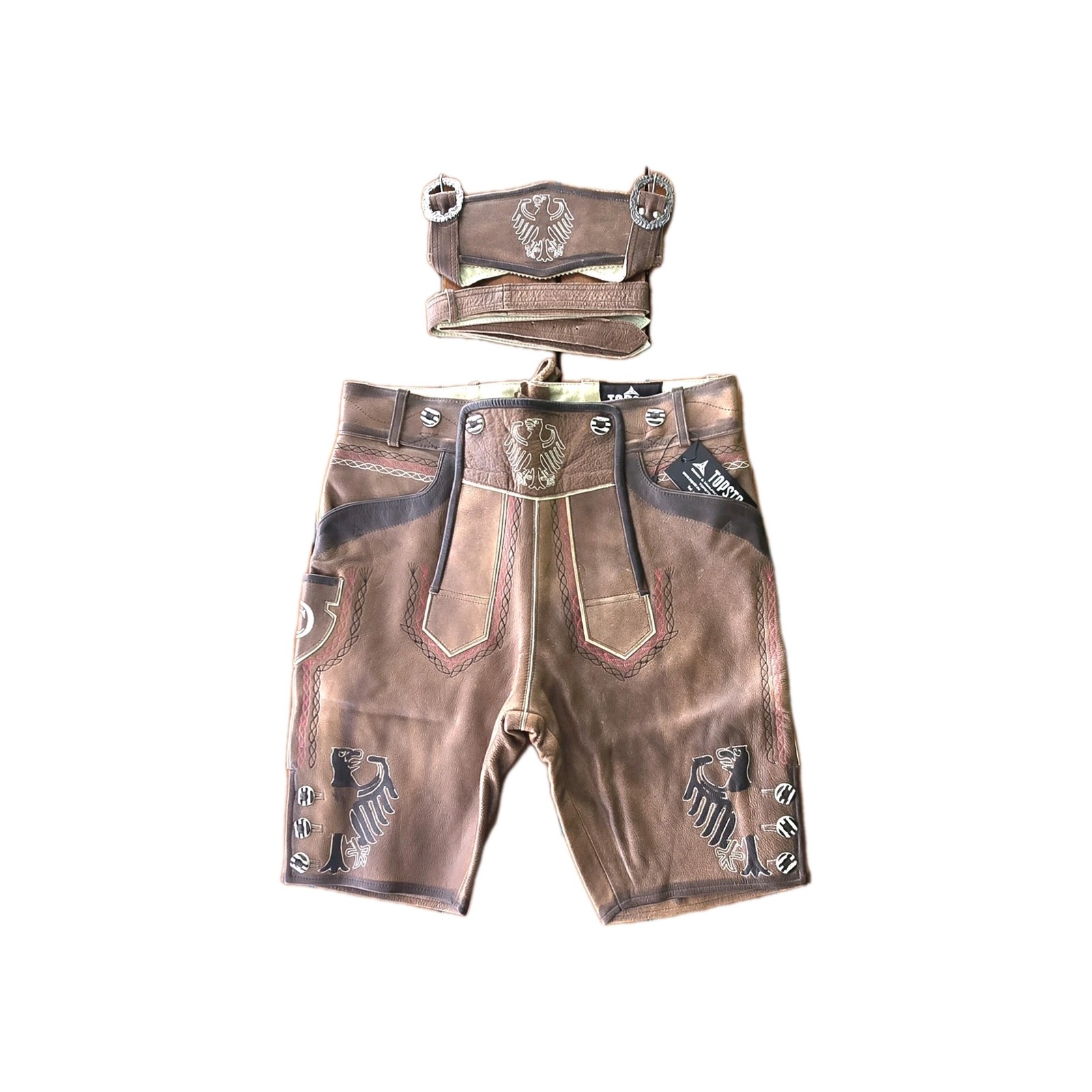 Bavarian traditional short leather pants with straps made of goatskin pants size 50