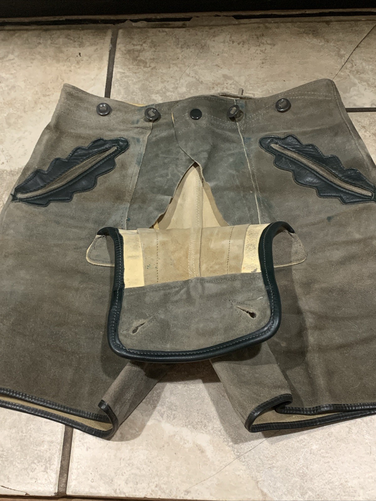 Men’s Vintage Authentic European Hand Made Leather Lederhosen Brown & Black