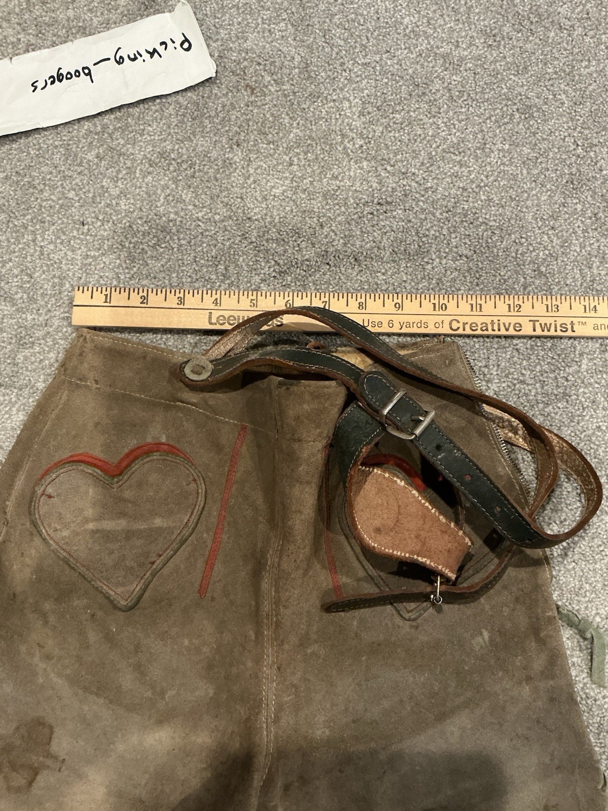 2 1960’S Vintage Suede Leather Lederhosen Suspender Shorts