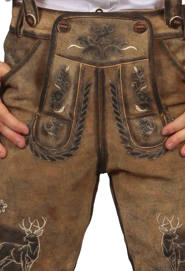 Men’s German Bavarian Authentic Lederhosen Oktoberfest Costume Suede Lederhosen