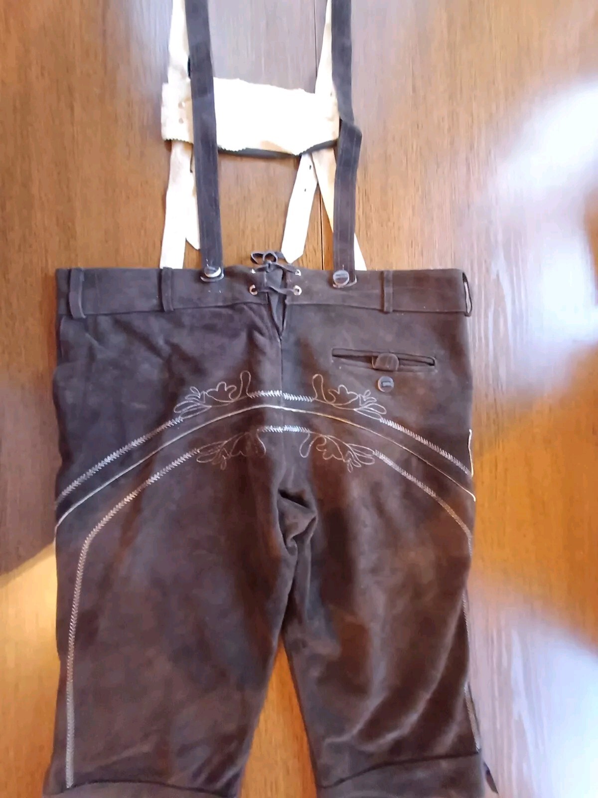 Bavarian Trachten Oktoberfest Suede Leather Lederhosen Shorts Pant Size W 42-44
