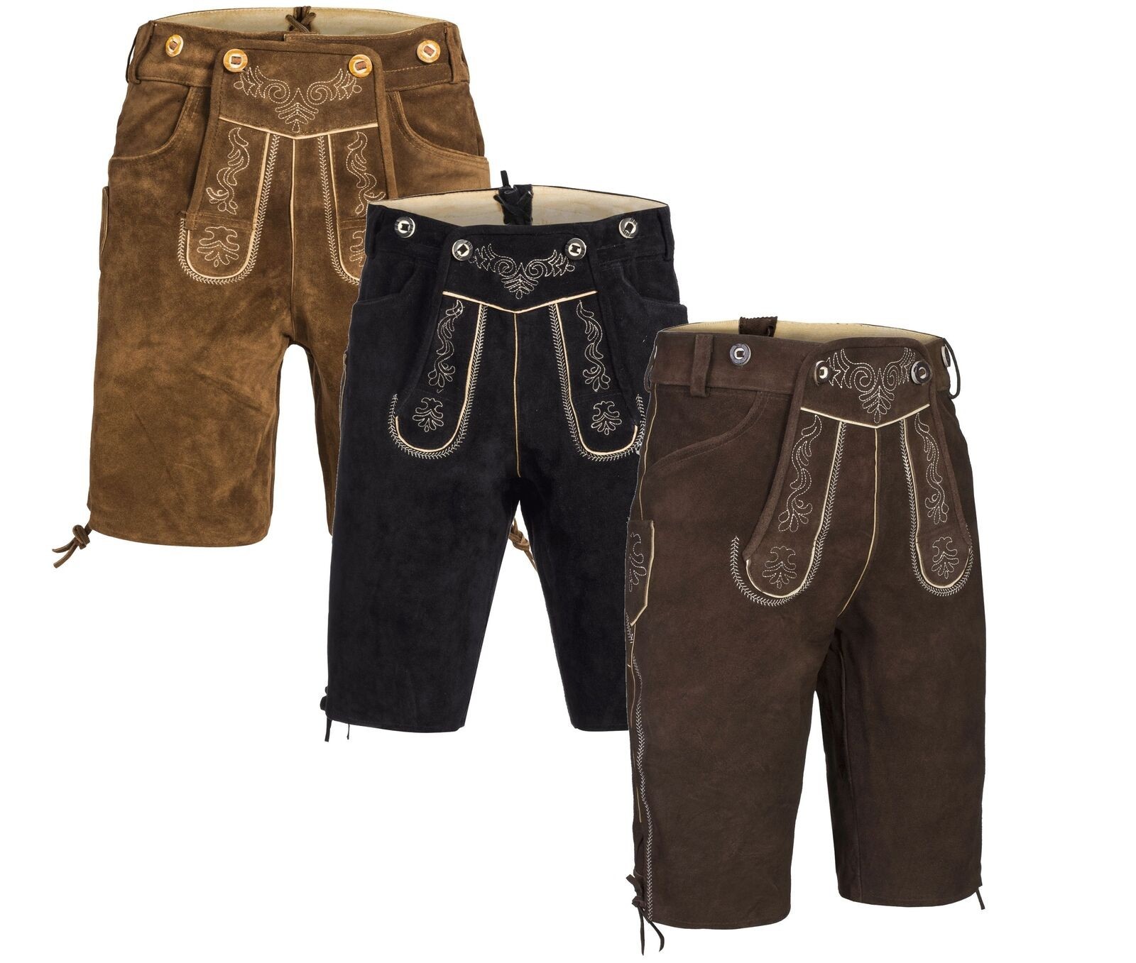 Noble House men’s traditional leather pants with straps suede short New