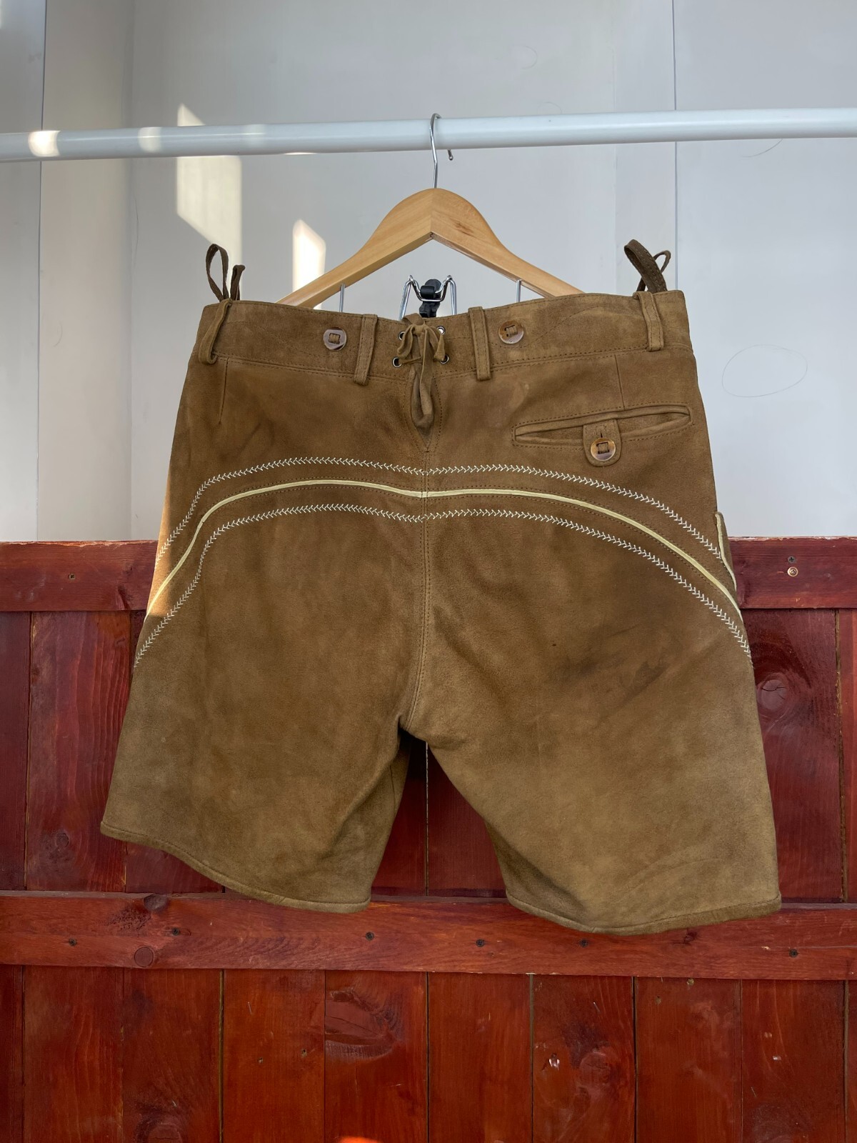 Country Maddox Trachten Lederhose Brown Leather Shorts 48 54