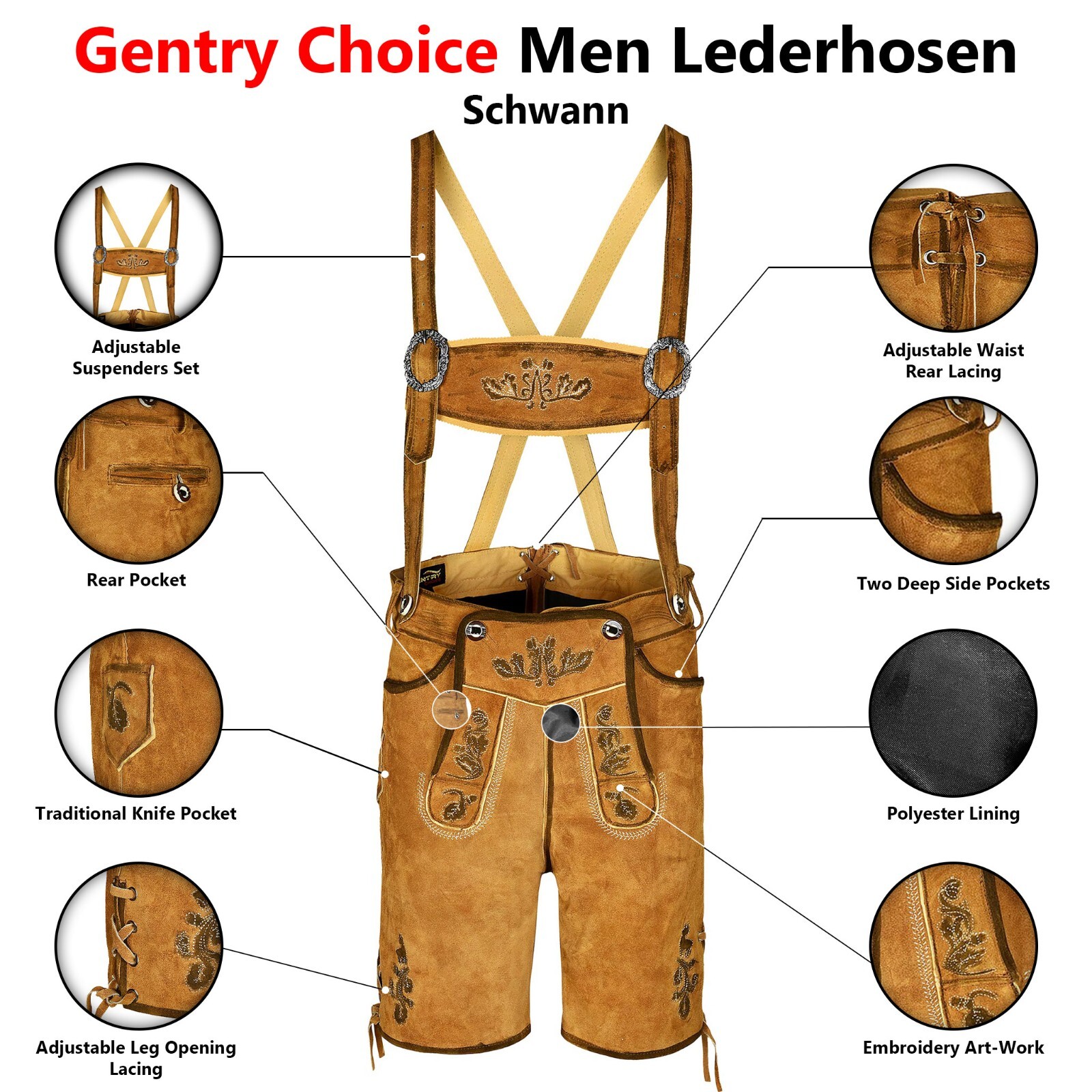 Suede Leather Lederhosen Schwann Germen Clothings Bavarian Oktoberfest Costumes