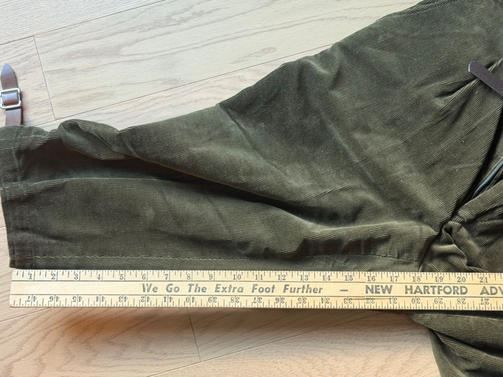 Vintage Unworn – GERMAN Lederhosen Pants, Forest Green Corduroy, Belted, Leather