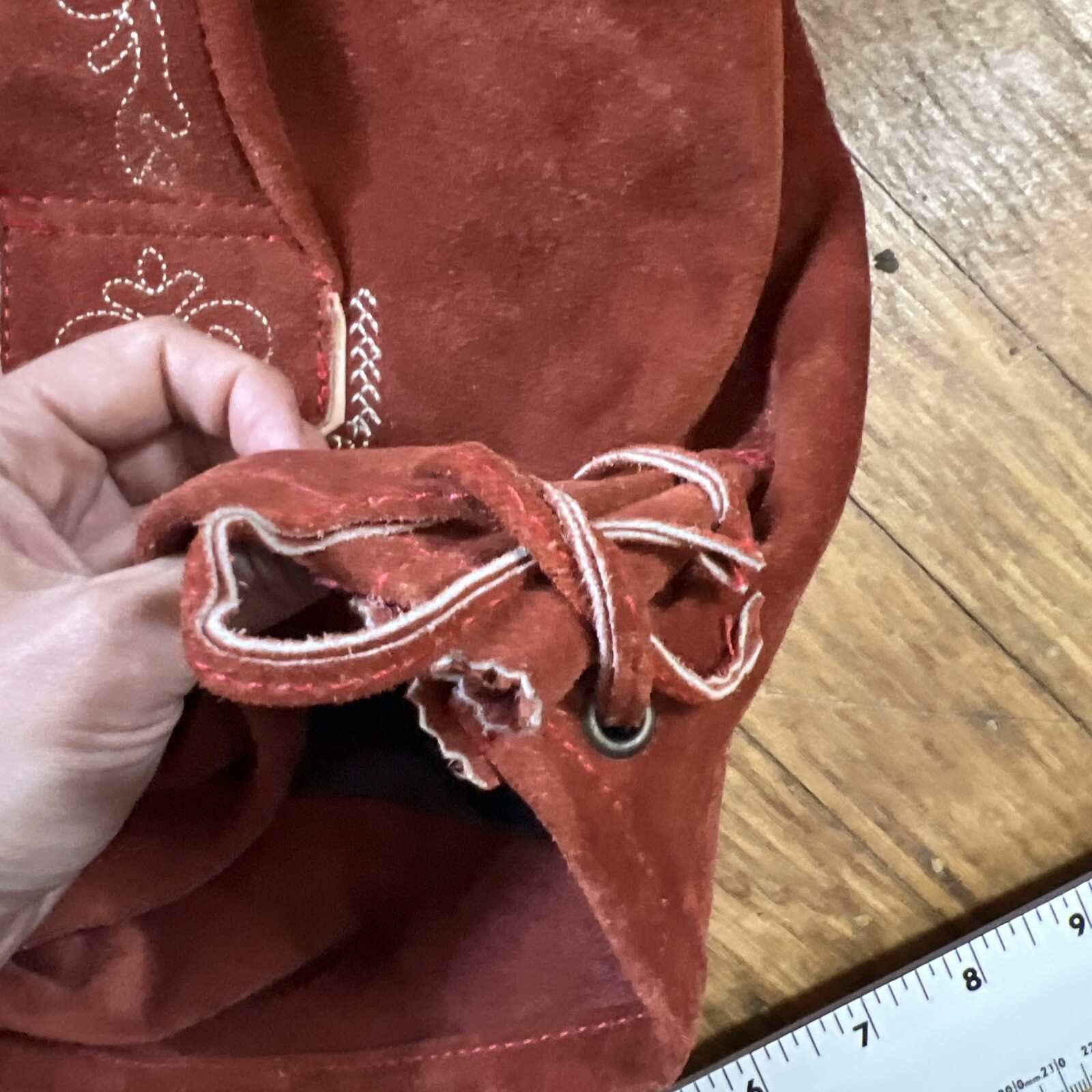 ERNST LICHT Lederhosen Sz 2 Oktoberfest Embroidery Burnt Orange Leather German