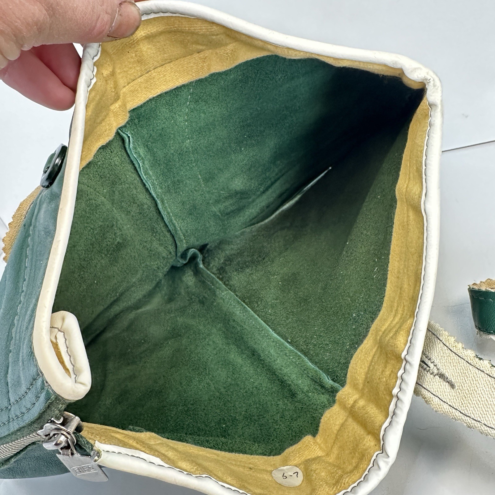 Vintage Green Leather Heart Lederhosen Child Size (see photos for measurements)