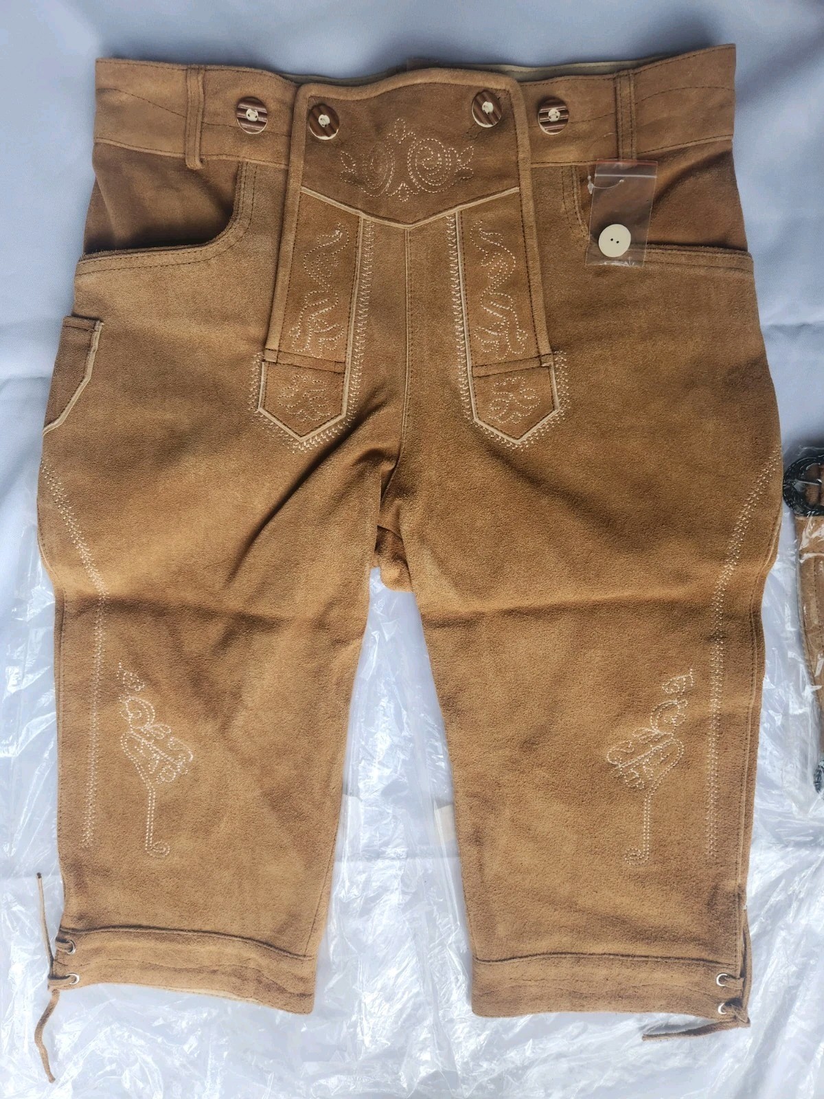 Bavarian Oktoberfest Lederhosen Lamb Leather German mens embroidery suspender