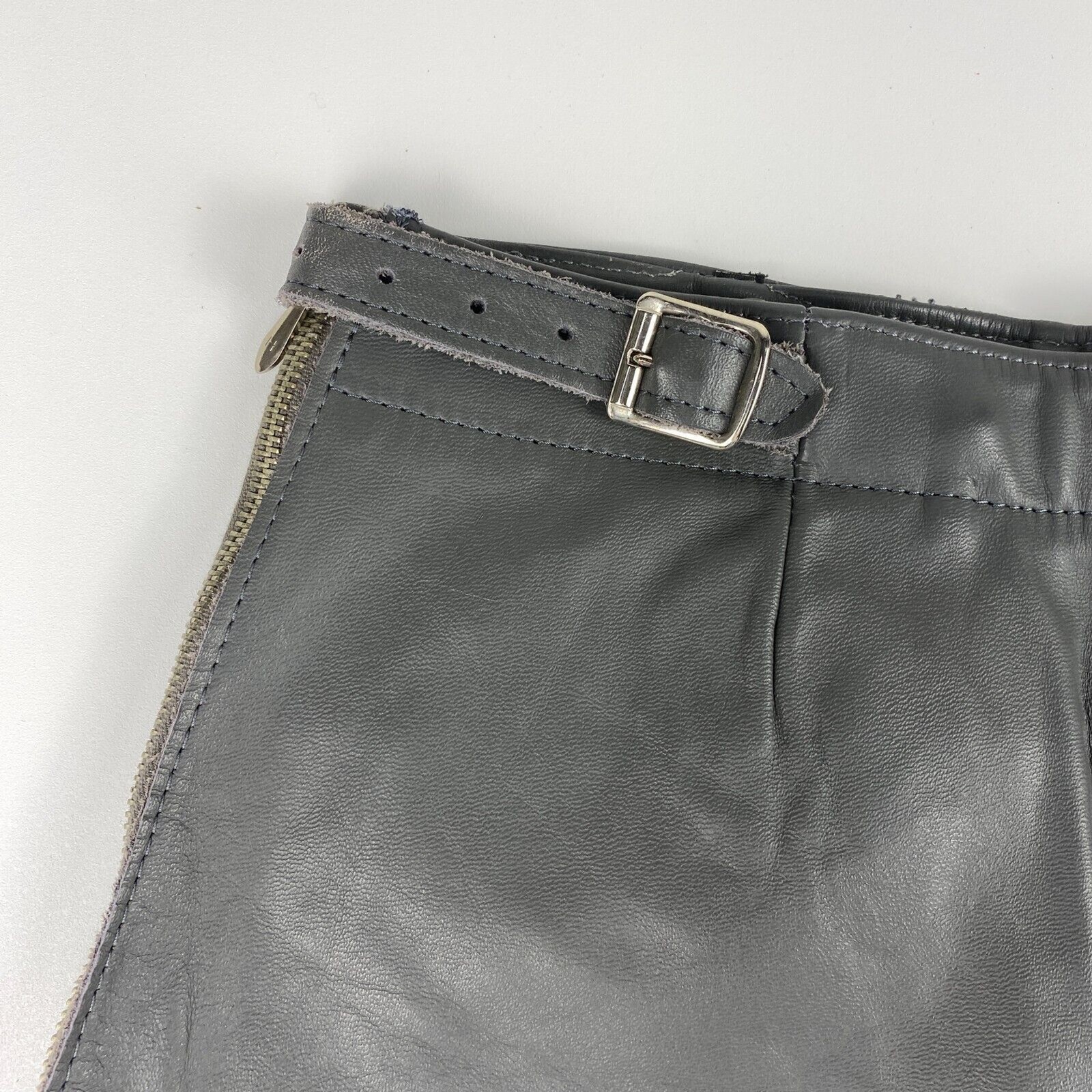 VTG 60s German Lederhosen Child Shorts Authentic Gray Leather Oktoberfest Heart
