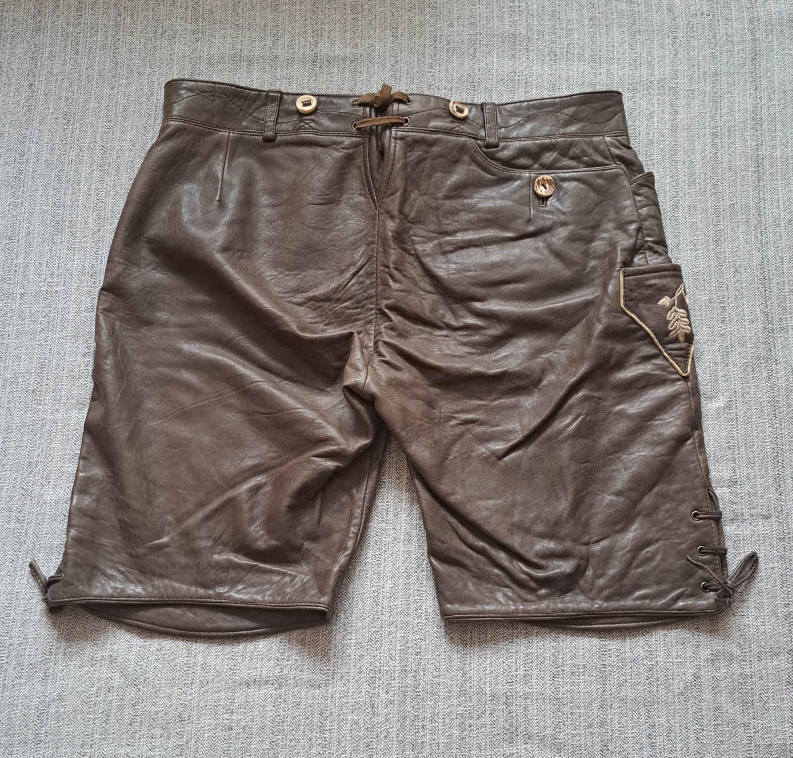 MarJo Lederhosen Men’s L / 52 Genuine Leather Trachten Oktoberfest Embroidered