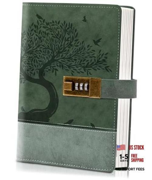 Vintage Diary with Lock for Women Girls 256 Pages Leather Journal with Green