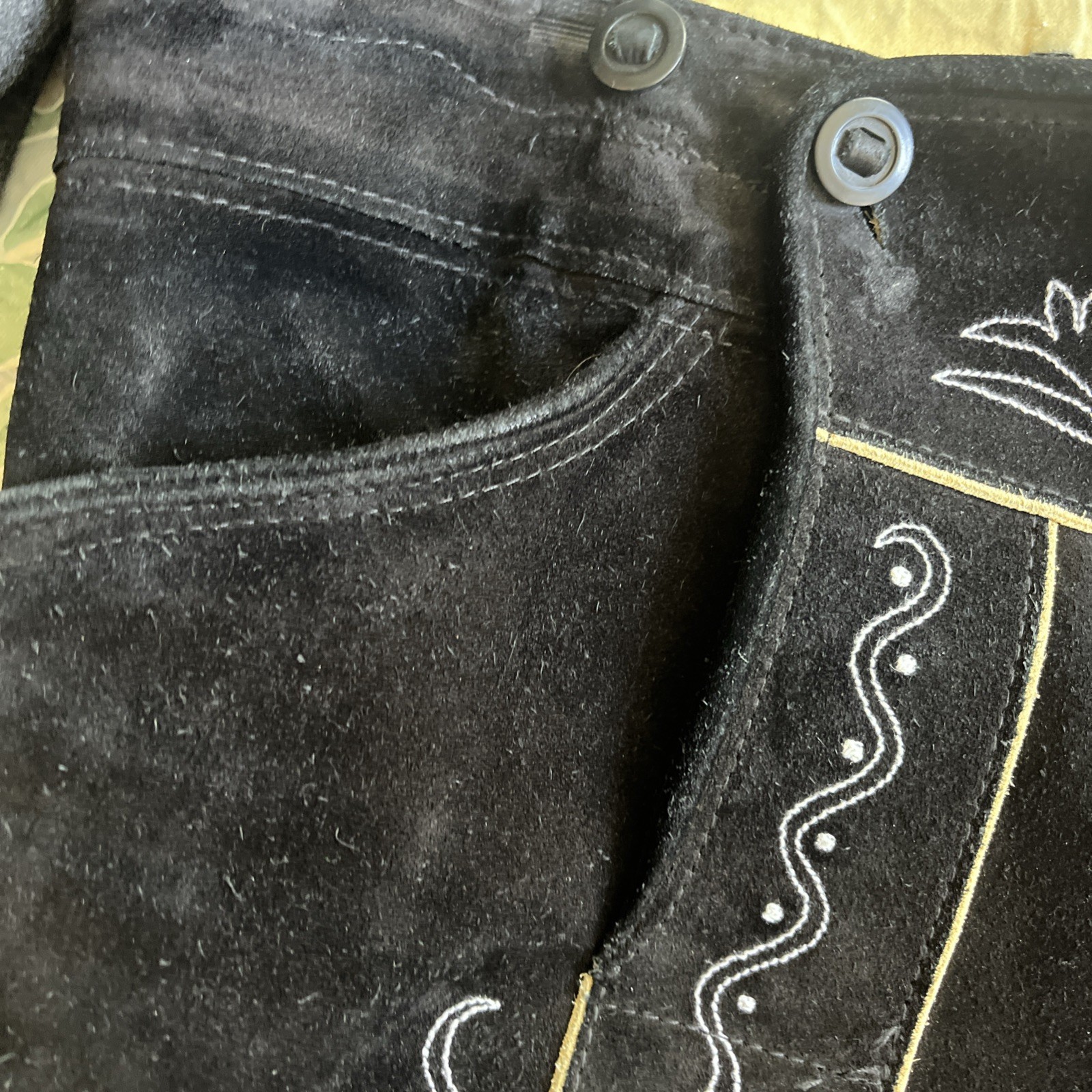 Beckert Modell Embroidered Suede Lederhosen Sz 36 Waist With Suspenders
