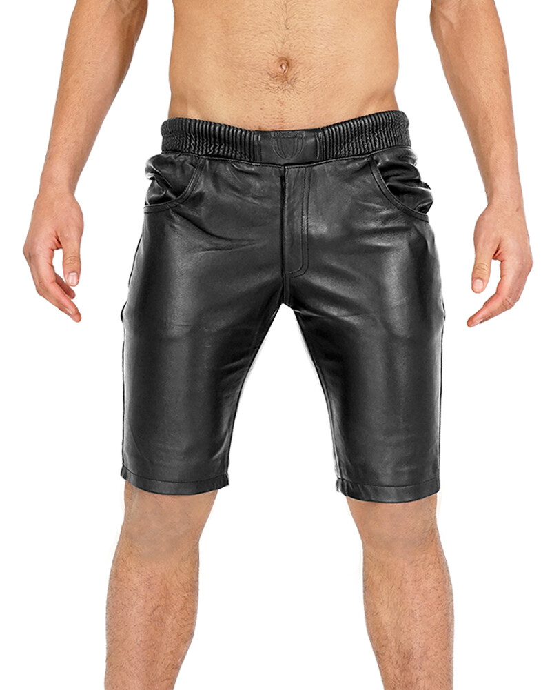 Bockle ® joggers shorts black leather pants leather sweatpants short