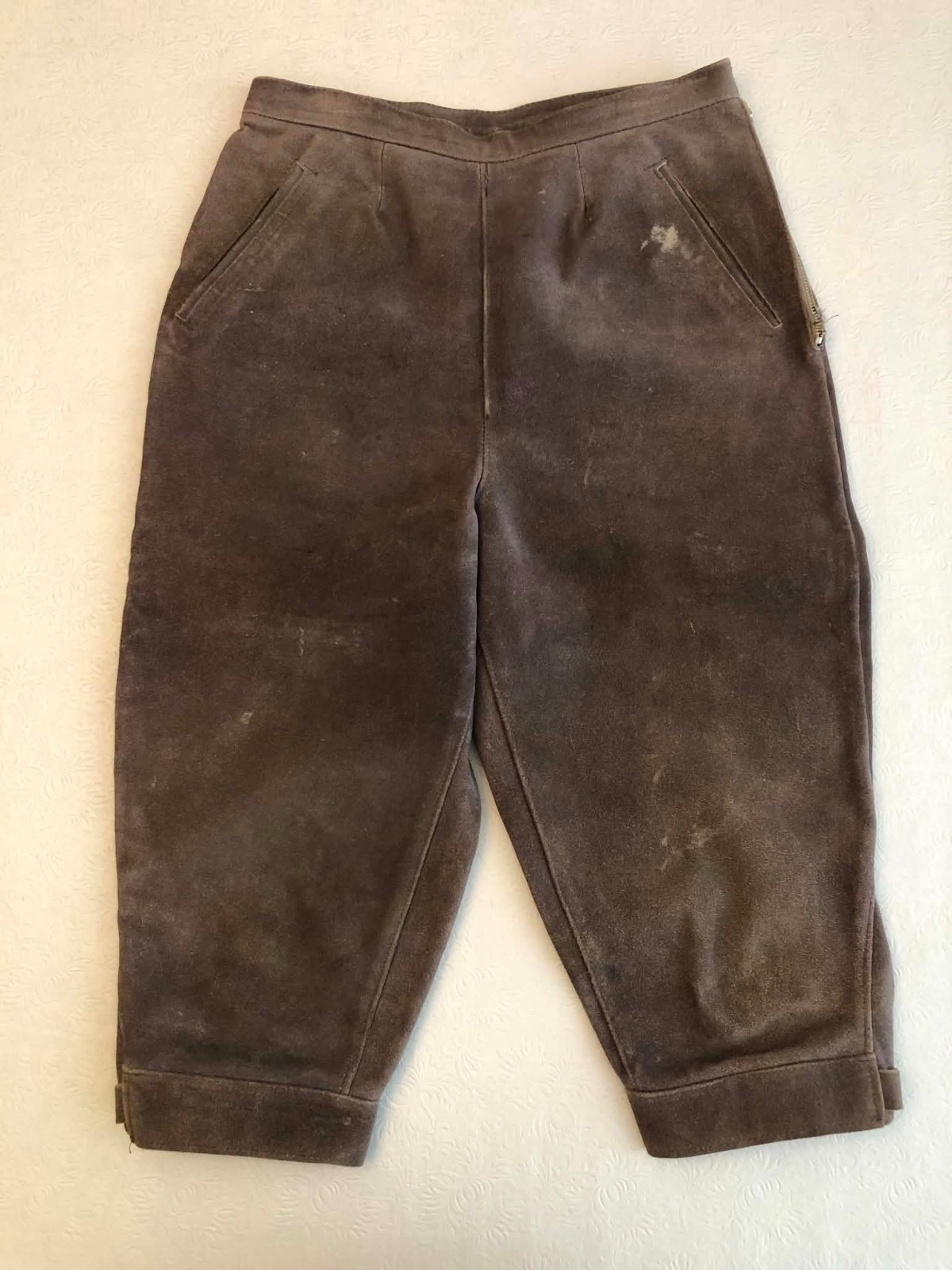 Vintage German Suede Kniebundhosen Knee-length Lederhosen Pants Adult Small