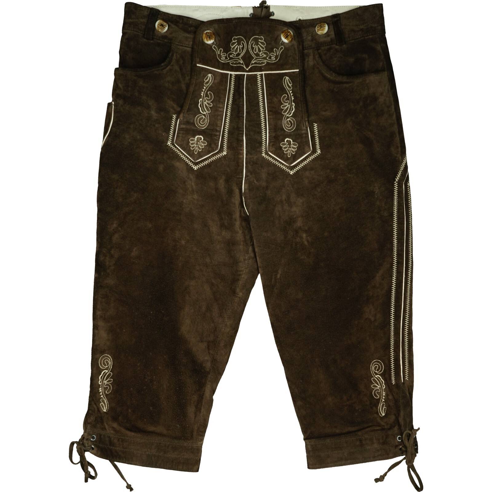 TCM Mens 3/4 Short Trousers Short Oktoberfest Trachten Leather Bavaria 48 W32 Brown
