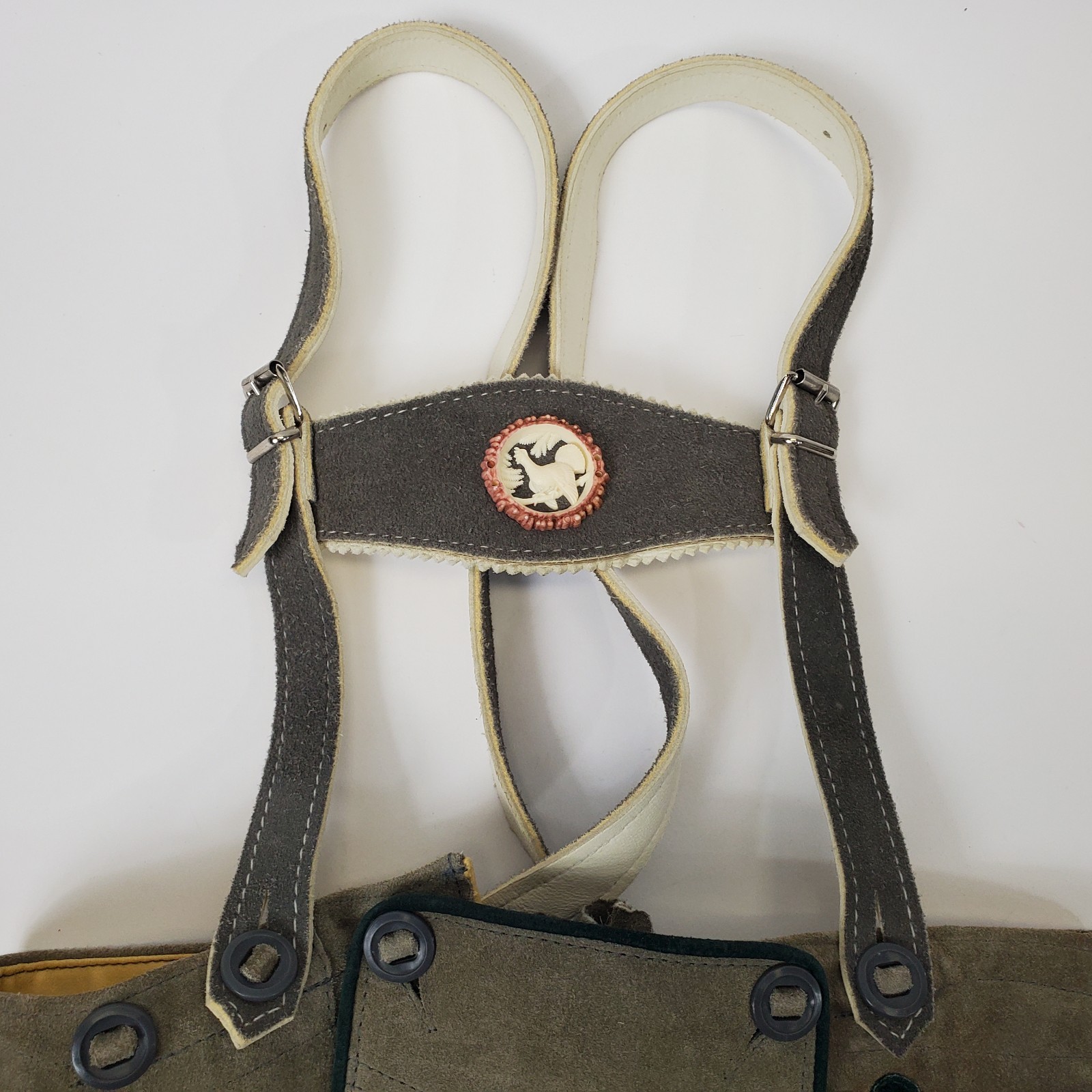 VTG German Lederhosen Child Suede Embroidered Tracht Oktoberfest 2T 4T