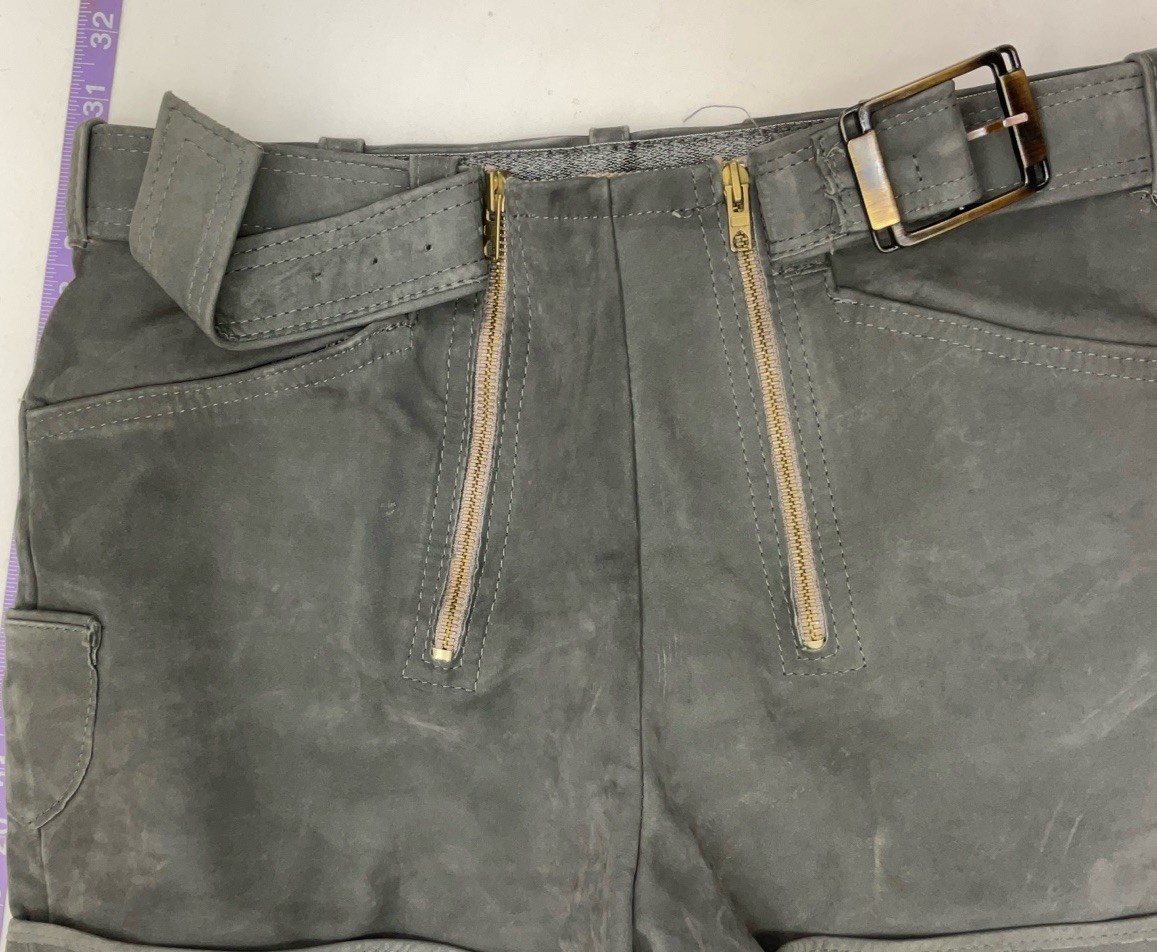 Vintage Women’s Unbranded Leather Lederhosen Double Zipper Shorts | 30” W